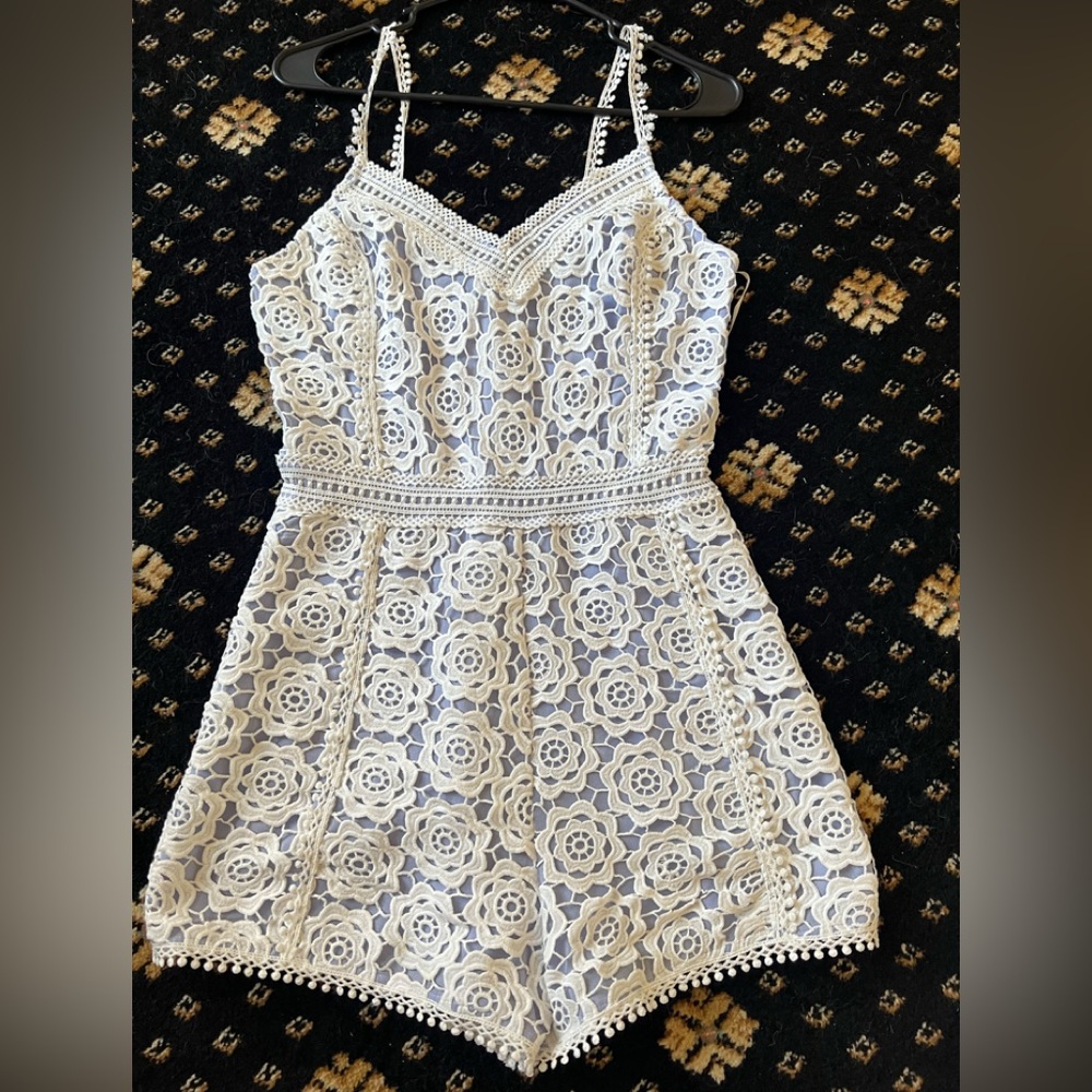 Anthropologie Endless rose white lace romper Sz small Sz 4 - Picture 7 of 8